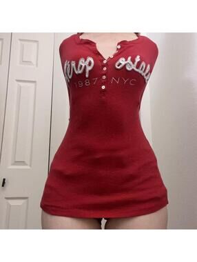 y2k aeropostale henley long sleeve top